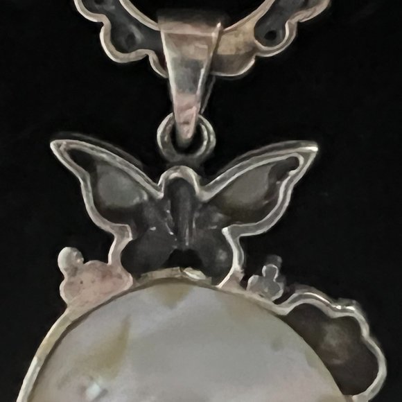 Artisan 925 Silver MOP Marcasite Faceted Iolite Tourmaline Necklace - Picture 8 of 9